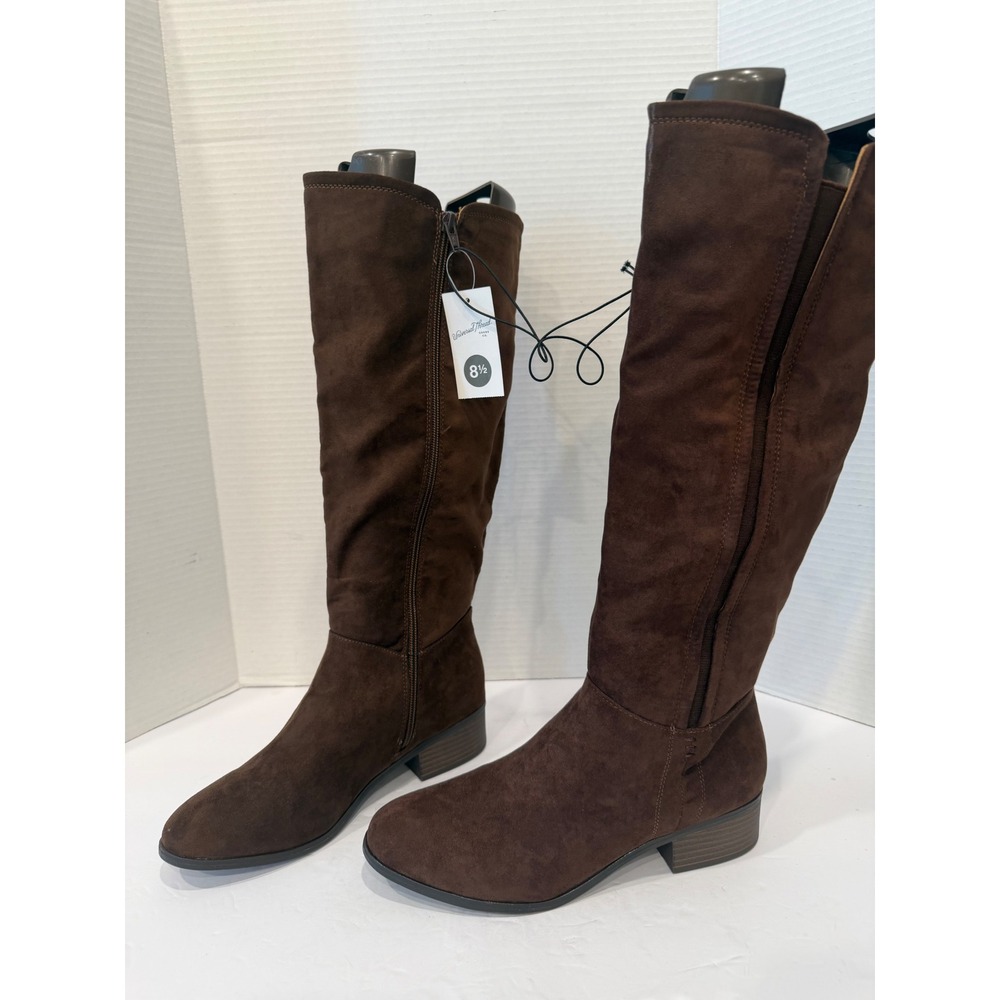 Universal Thread NWT Brown Faux Suede Knee High Stacked Heel Boots 8.5